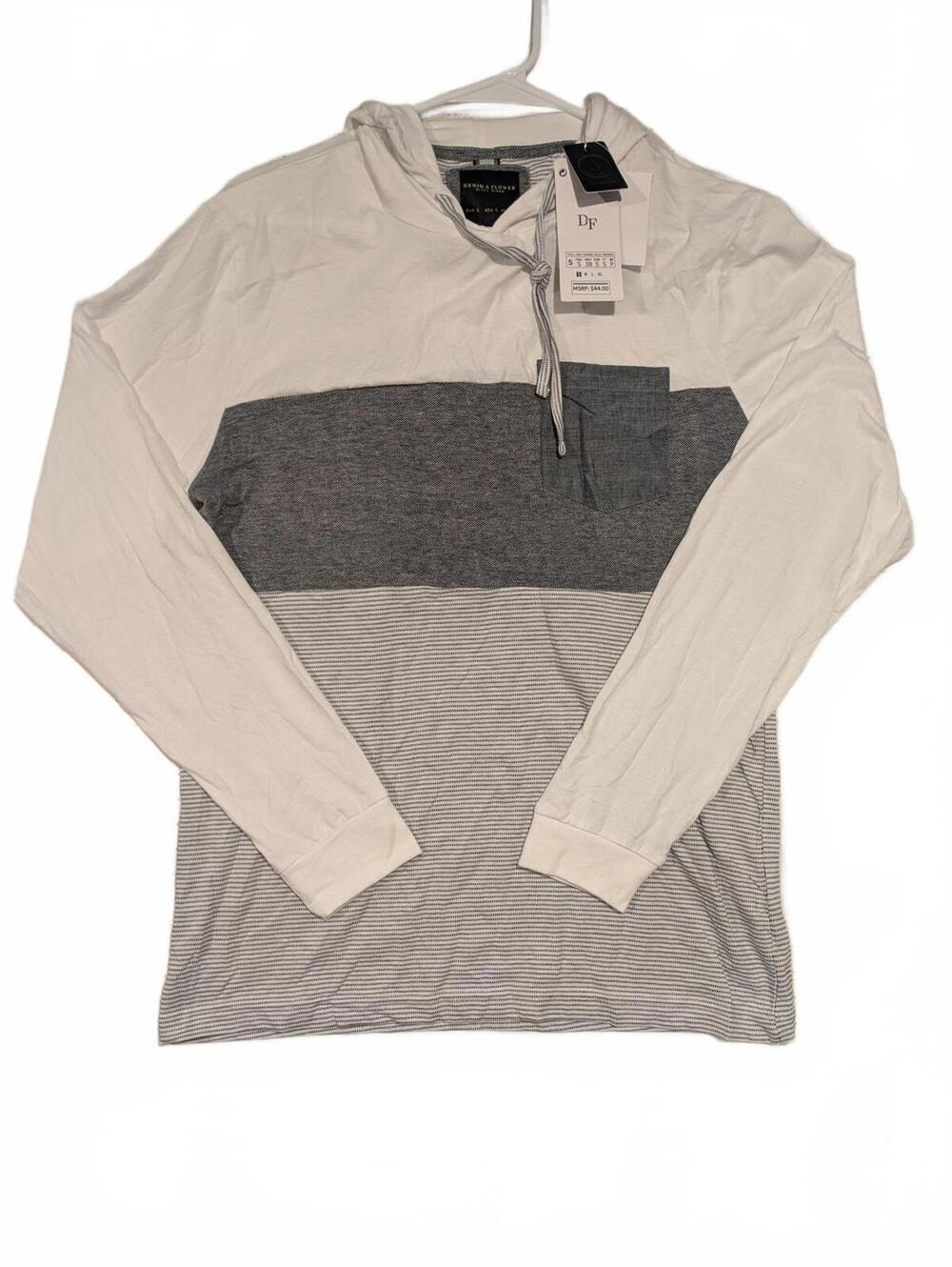 Denim And Flower Ricky Singh Hoodie Long Sleeve Pullover Striped Mens Small